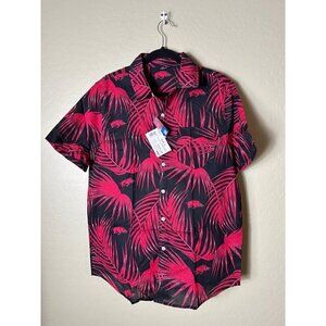 FOCO NCAA College Logo Floral Tropical Button Shirt Arkansas Razorbacks Medium